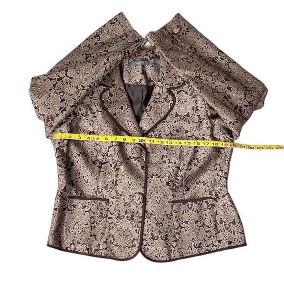 Liz Claiborne Women’s Brocade Brown and Tan Long Sleeve Blazer Size 14P - Picture 6 of 10
